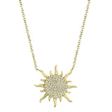 14K Yellow Gold Diamond Sun Necklace