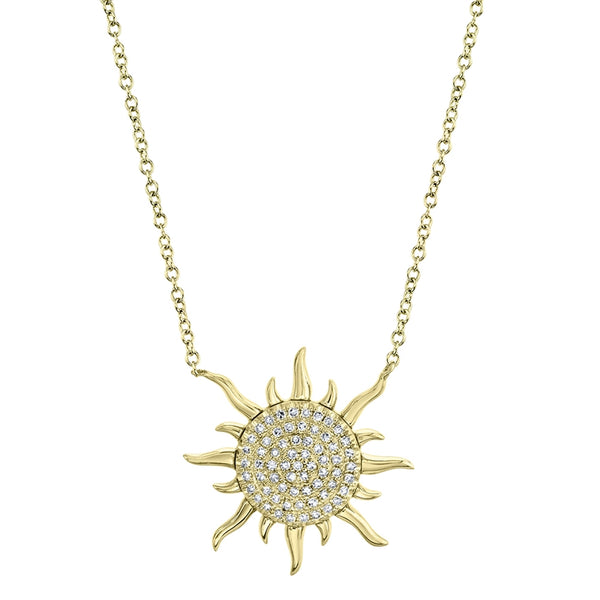 14K Yellow Gold Diamond Sun Necklace-Necklaces-Maurice's Jewelers-YELLOW GOLD-