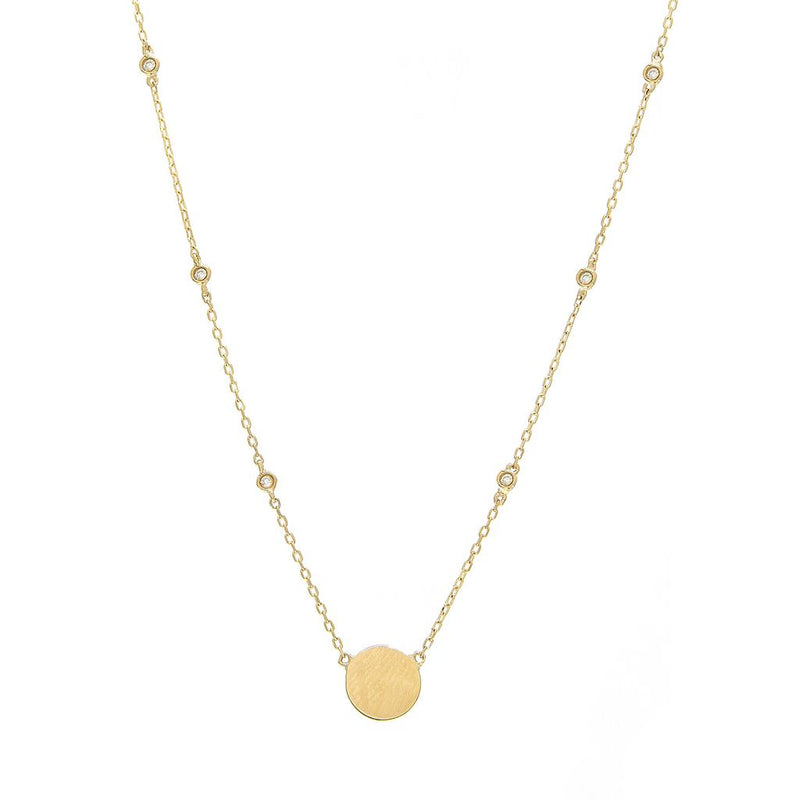 14K Yellow Gold Diamond Disc-Necklaces-lau international-
