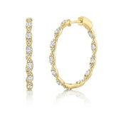 14K Rose Gold Diamond Hoop Earrings