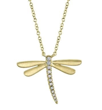 14k Yellow Gold Dragonfly Necklace