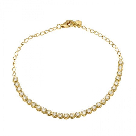 14k Yellow Gold Diamond Crown Prong Diamond Tennis Bracelet-Bracelets-Maurice's Jewelers-