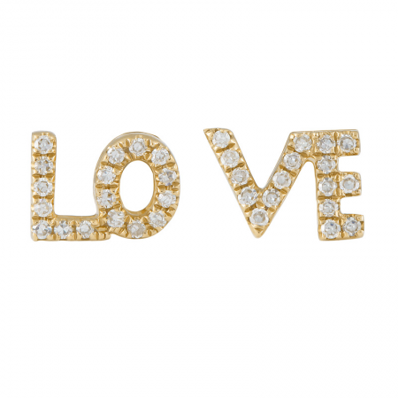 14K White Gold Diamond LOVE Earrings