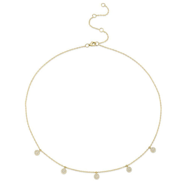 14K Yellow Gold Diamond Pave Disc Dangle Necklace-Necklaces-Maurice's Jewelers-