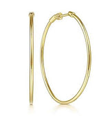 14K Yellow Gold 40mm Plain Round Classic Hoops