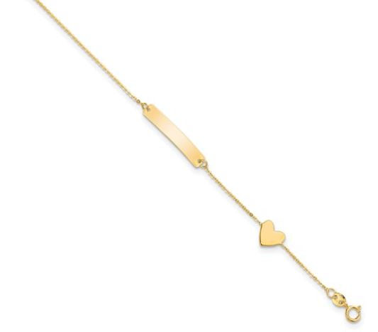 14K Yellow Gold Polished Heart ID Baby Bracelet-baby bracelet-Maurice's Jewelers-