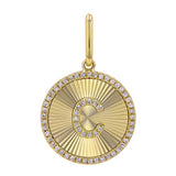 14K Yellow Gold Diamond Fluted Initial Pendant-Charms & Pendants-Maurice's Jewelers-C-