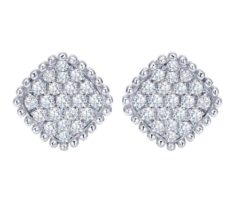 14K White Gold Diamond Bombay Stud Earrings