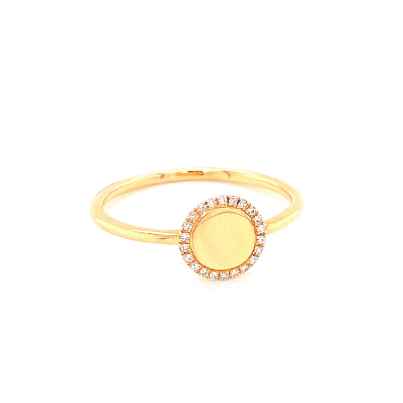14K Yellow Gold Diamond High Polished Disc Ring-Rings-majolie-