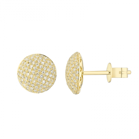 14K Yellow Gold Diamond Disc Earrings Earrings