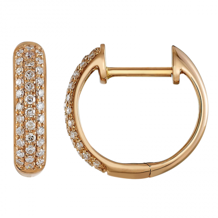 14K Rose Gold Diamond Pave Huggie Earrings-Earrings-Maurice's Jewelers-