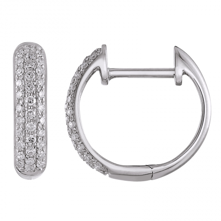 14K White Gold Diamond Pave Huggie Earrings