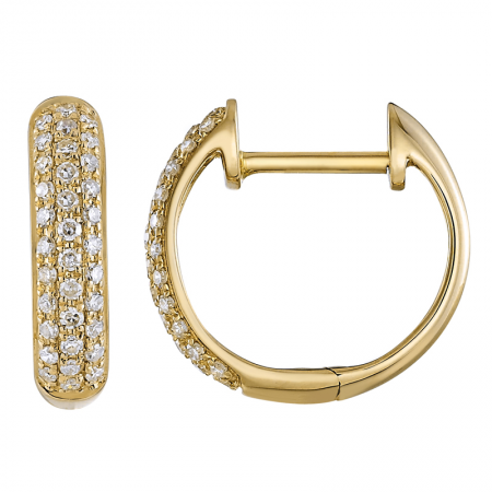 14K Yellow Gold Diamond Pave Huggie Earrings-EARRINGS-Maurice's Jewelers-