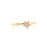14K Yellow Gold Diamond Star Open Cuff Ring-Rings-majolie-YELLOW GOLD-