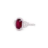 Platinum Diamond + Oval Ruby Ring-Rings-first image design corp-