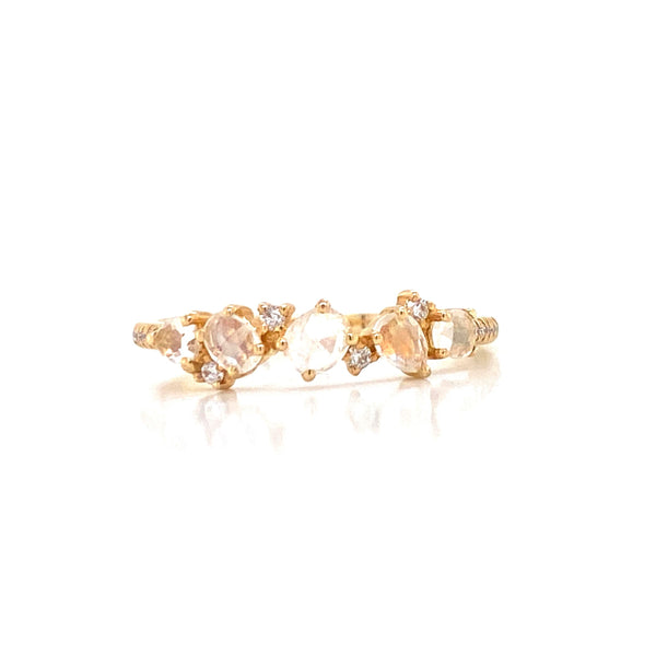 14K Yellow Gold Diamond + Moonstone Ring-Rings-majolie-