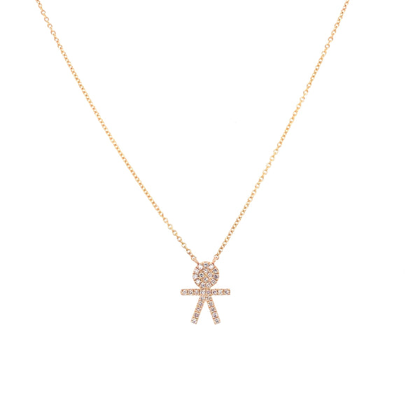 14K Yellow Gold Diamond Pave Boy Necklace