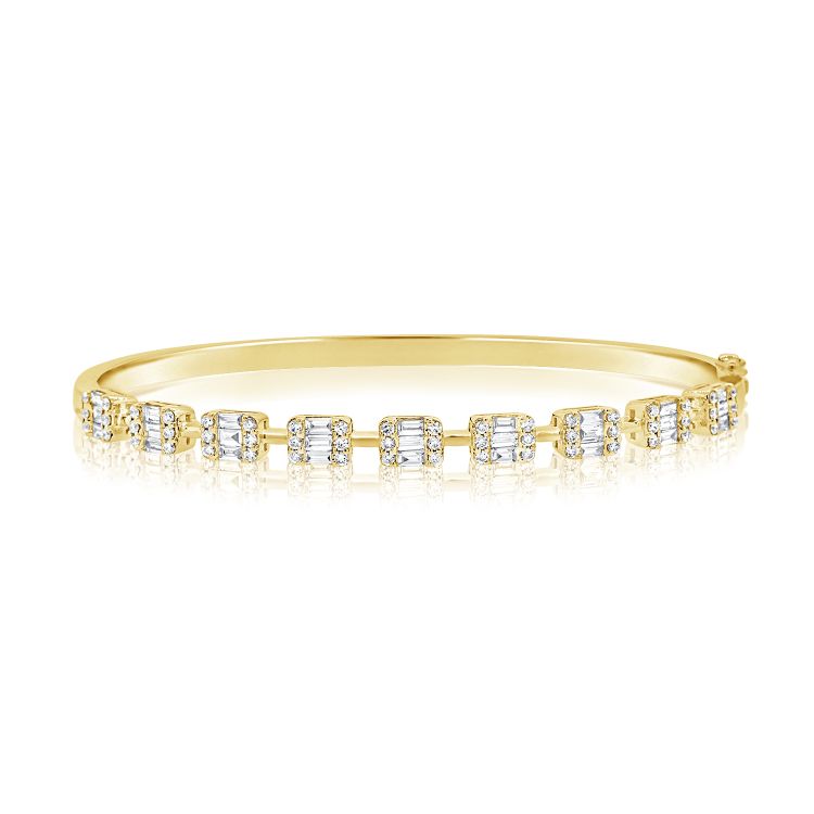 14K Yellow Gold Baguette Illusion Bangle-Bracelets-Maurice's Jewelers-