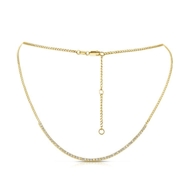 14K Yellow Gold Diamond Tennis Necklace