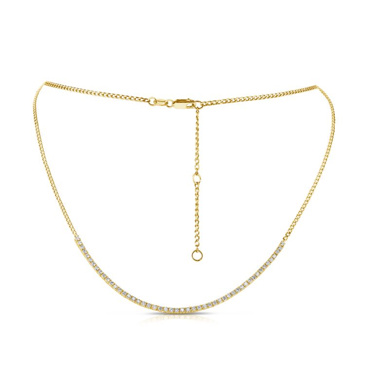 14K Yellow Gold Diamond Tennis Necklace