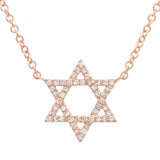 14K Yellow Gold Star Of David Diamond Necklace-Necklaces-superbell-Rose Gold-