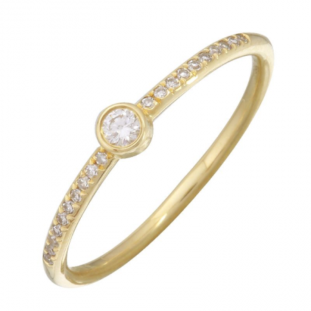 14K Yellow Gold Diamond Stacking Ring