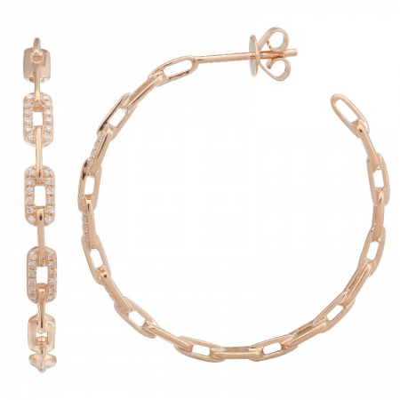 14K Rose Gold Link Diamond Earrings