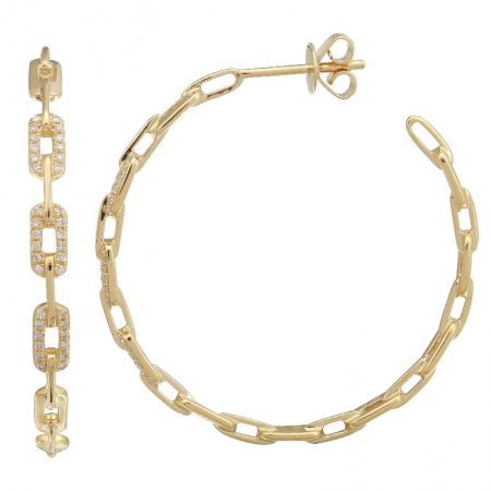14K Yellow Gold Link Diamond Earrings-EARRINGS-SUPERBELL-
