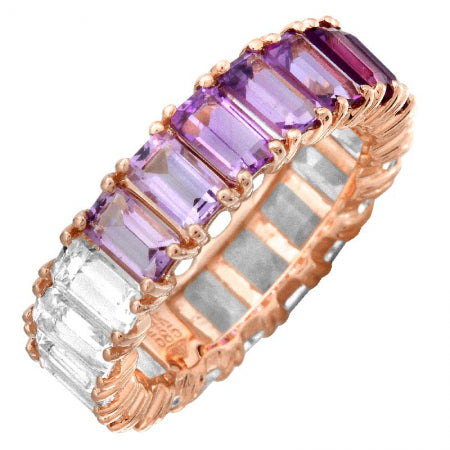 14K Rose Gold Purple Ombre Gemstone Ring