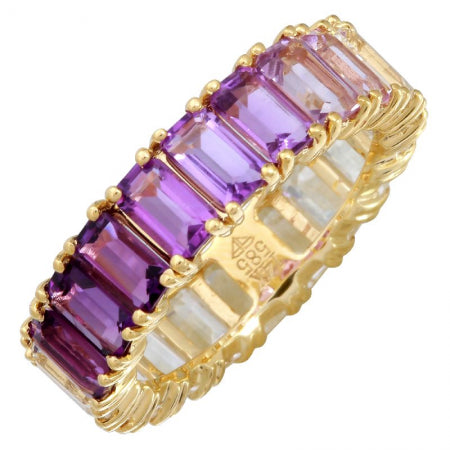 14K Yellow Gold Ombre Gemstone Ring