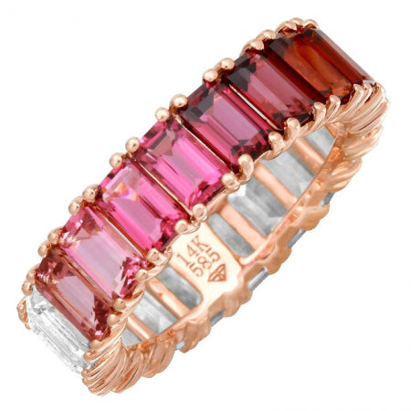 14K Rose Gold Pink Ombre Gemstone Ring