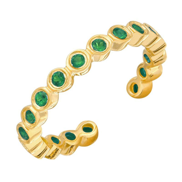 14k Yellow Gold Emerald Ear Cuff