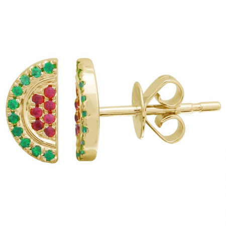 14k Yellow Gold Watermelon Stud Earrings-Earrings-Maurice's Jewelers-