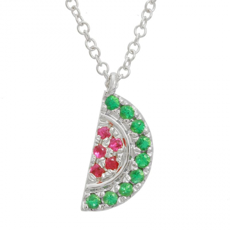 14k White Gold Multi Gemstone Watermelon Necklace-Necklaces-Maurice's Jewelers-