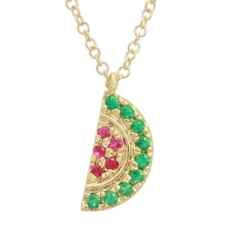 14k Yellow Gold Multi Gemstone Watermelon Necklace-Necklaces-Maurice's Jewelers-