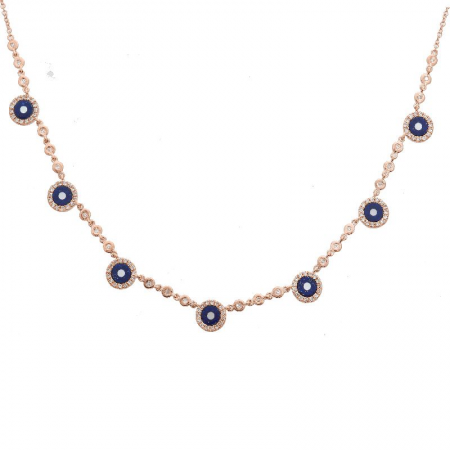14K Rose Gold Evil Eye Gemstone Necklace-Necklaces-Maurice's Jewelers-ROSE GOLD-