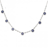 14k White Gold Evil Eye Gemstone Necklace