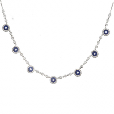 14k White Gold Evil Eye Gemstone Necklace