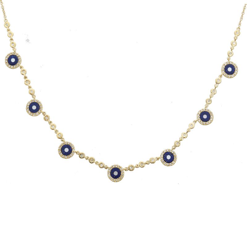 14k White Gold Evil Eye Gemstone Necklace