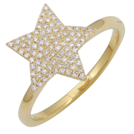 14K Yellow Gold Diamond Pave Star Ring-Rings-superbell-