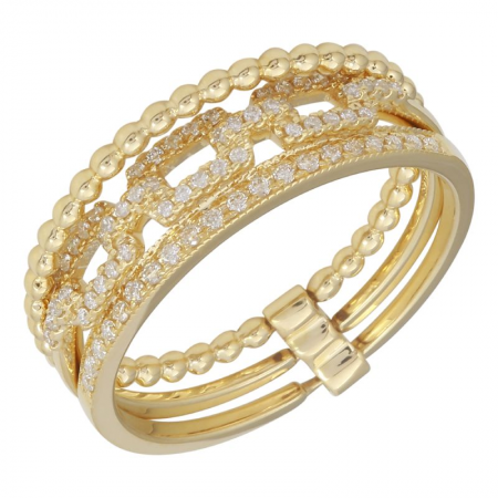 18K Yellow Gold Diamond Link Ring