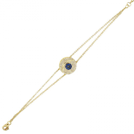 14k Yellow Gold Evil Eye Gemstone Bracelet