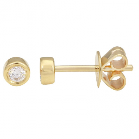 14K Yellow Gold Bezel Set Diamond Earrings-earrings-superbell-