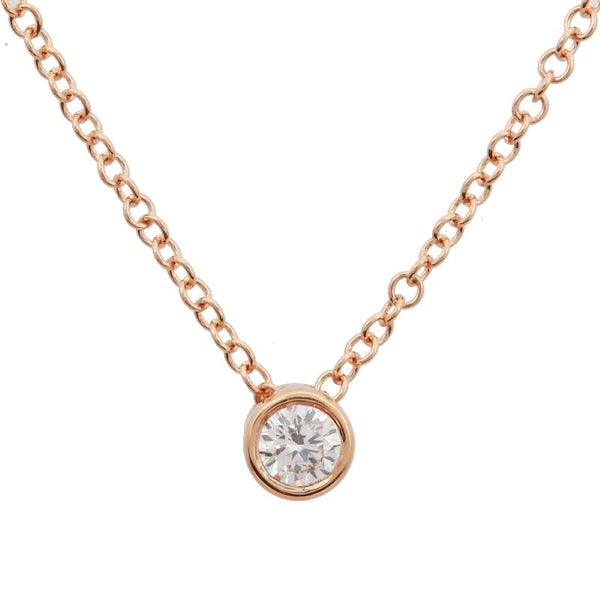 14K Rose Gold Bezeled Diamond Necklace-Necklaces-Maurice's Jewelers-