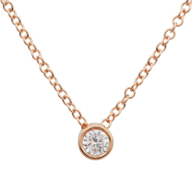 14K Rose Gold Bezeled Diamond Necklace