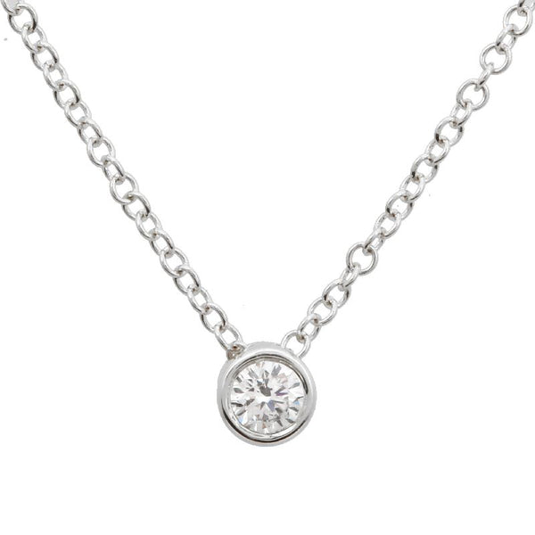 14K White Gold Bezeled Diamond Necklace-Necklaces-Maurice's Jewelers-