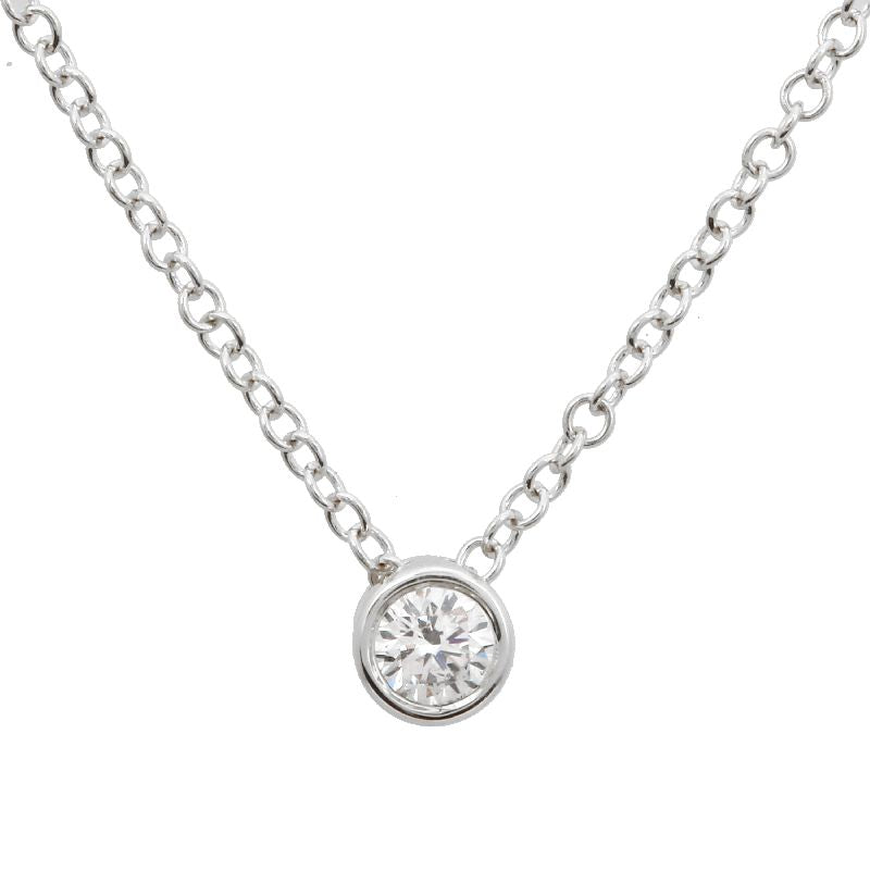 14K White Gold Bezeled Diamond Necklace