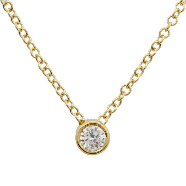 14k Yellow Gold Bezeled Diamond Necklace-Necklaces-superbell-
