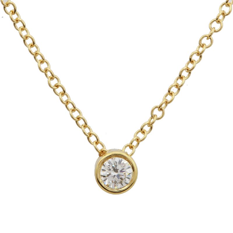 14k Yellow Gold Bezeled Diamond Necklace