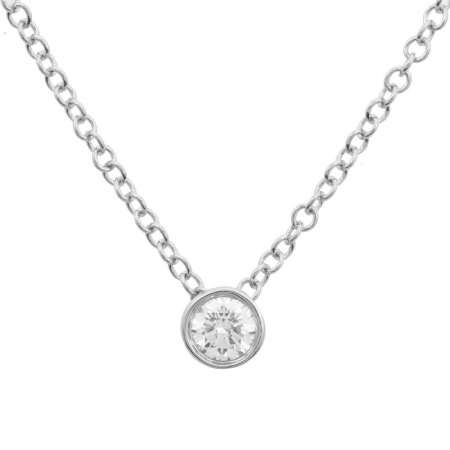 14k White Gold Bezel Set Diamond Necklace